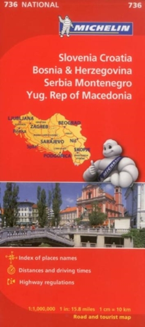 Slovenia, Croatia, Bosnia - Michelin National Map 736, Sheet map, folded Book
