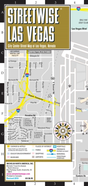 Streetwise Map Las Vegas- Laminated City Center Street Map of Las Vegas : City Plans, Sheet map Book