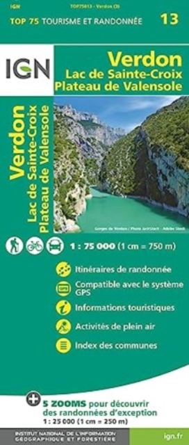 Verdon / Lac Ste Croix / Plateau de Valensole : 75013, Sheet map, folded Book