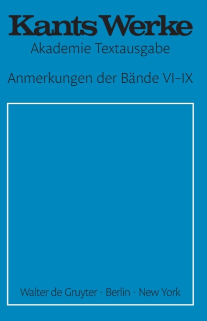 Anmerkungen der Bande VI-IX, Hardback Book