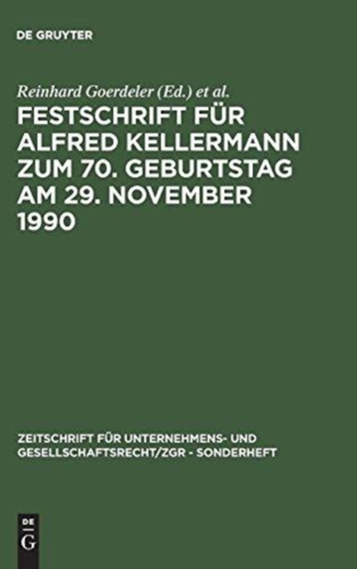 Festschrift F?r Alfred Kellermann Zum 70. Geburtstag Am 29. November 1990, Hardback Book
