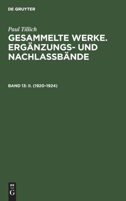 II. (1920-1924) : Mit einer historischen Einleitung, Hardback Book