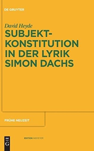 Subjektkonstitution in der Lyrik Simon Dachs, Hardback Book