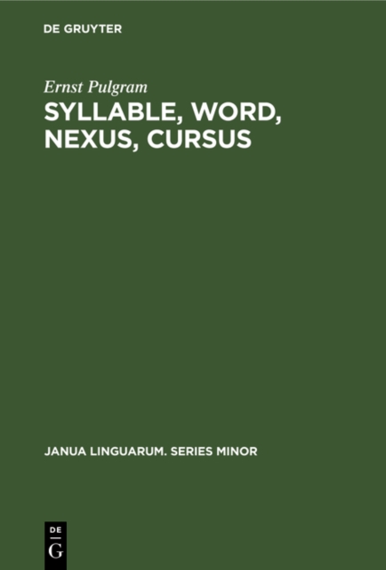 Syllable, Word, Nexus, Cursus, PDF eBook