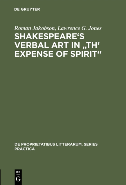 Shakespeare's Verbal Art in "Th' Expense of Spirit", PDF eBook