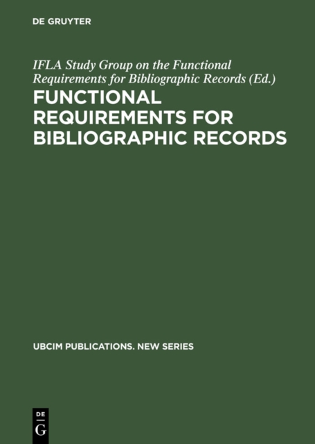 Functional Requirements for Bibliographic Records : Final Report, PDF eBook
