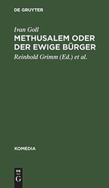 Methusalem oder Der ewige B?rger, Hardback Book