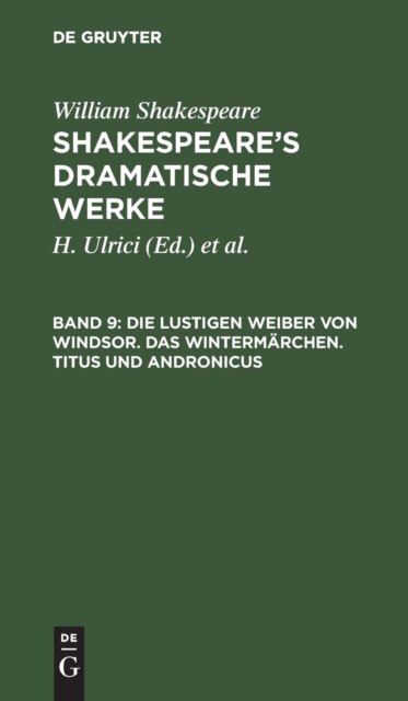 Die Lustigen Weiber Von Windsor. Das Winterm?rchen. Titus Und Andronicus, Hardback Book