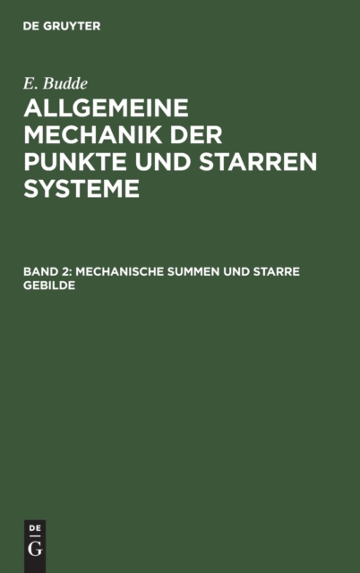 Mechanische Summen und starre Gebilde, Hardback Book