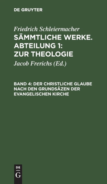 Der Christliche Glaube Nach Den Grunds?zen Der Evangelischen Kirche, Hardback Book