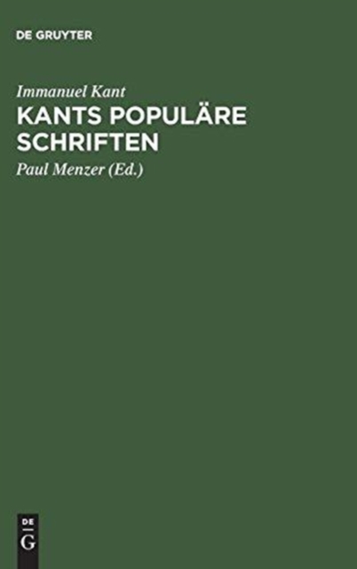 Kants Populare Schriften, Hardback Book