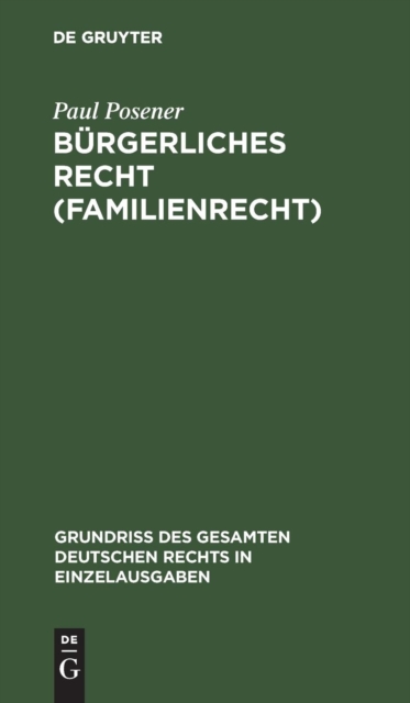 B?rgerliches Recht (Familienrecht), Hardback Book
