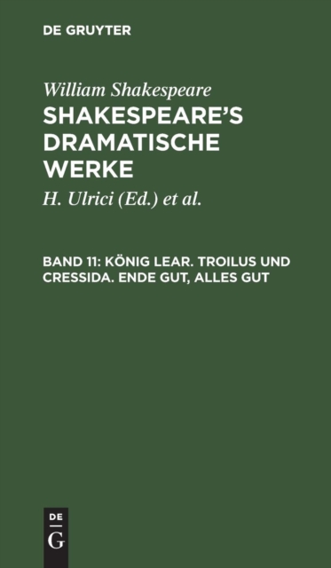 K?nig Lear. Troilus und Cressida. Ende gut, Alles gut, Hardback Book