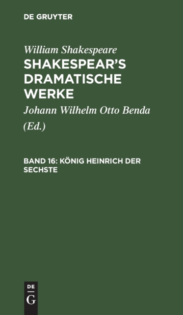 K?nig Heinrich der Sechste, Hardback Book
