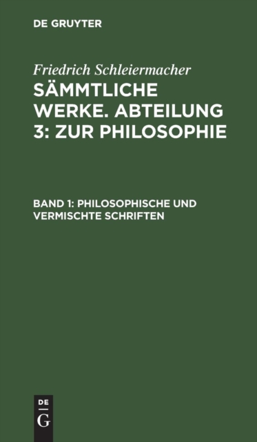 Philosophische und vermischte Schriften, Hardback Book