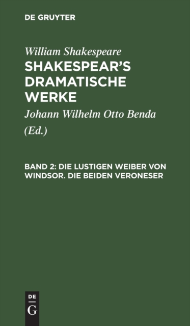 Die Lustigen Weiber Von Windsor. Die Beiden Veroneser, Hardback Book