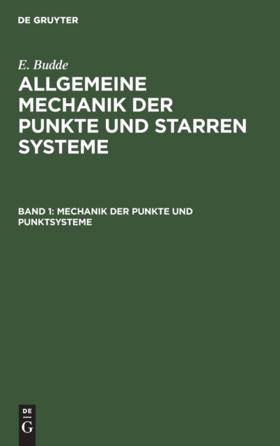 Mechanik der Punkte und Punktsysteme, Hardback Book
