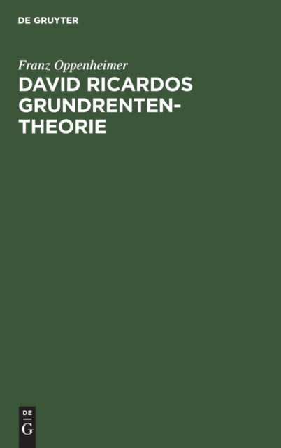 David Ricardos Grundrententheorie, Hardback Book