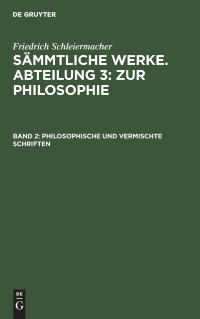 Philosophische und vermischte Schriften, Hardback Book