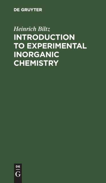 Introduction to Experimental Inorganic Chemistry, Hardback Book