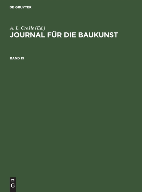 Journal F?r Die Baukunst. Band 19, Hardback Book