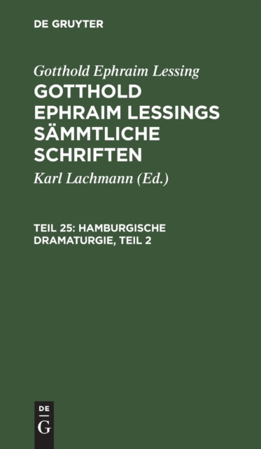 Hamburgische Dramaturgie, Teil 2, Hardback Book