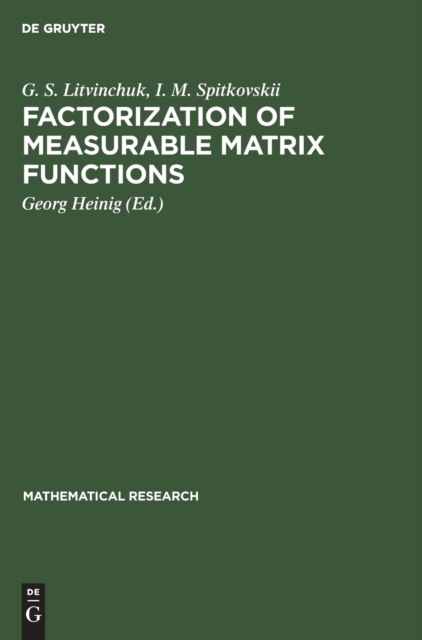 Factorization of Measurable Matrix Functions, Hardback Book