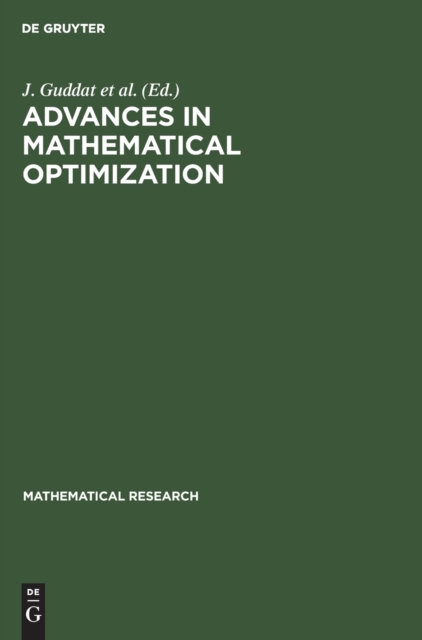 Advances in Mathematical Optimization, Hardback Book