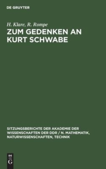 Zum Gedenken an Kurt Schwabe, Hardback Book