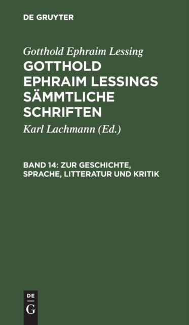 Zur Geschichte, Sprache, Litteratur Und Kritik : (Fortsetzung.), Hardback Book