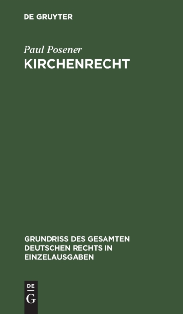 Kirchenrecht, Hardback Book