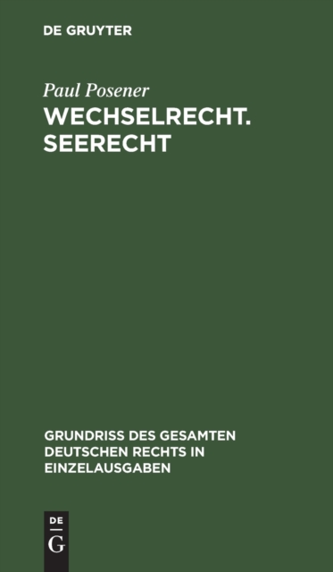 Wechselrecht. Seerecht, Hardback Book