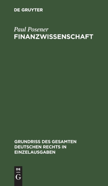 Finanzwissenschaft, Hardback Book