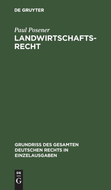 Landwirtschaftsrecht, Hardback Book