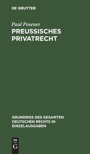 Preu?isches Privatrecht, Hardback Book