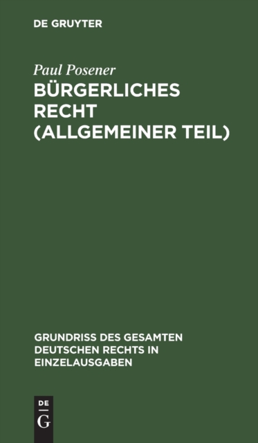 B?rgerliches Recht (Allgemeiner Teil), Hardback Book