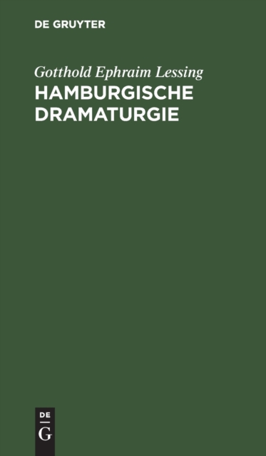 Hamburgische Dramaturgie, Hardback Book