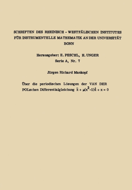 UEber Die Periodischen Loesungen Der Van Der Polschen Differentialgleichung X.. + (x2 -1) X. + X = 0, Paperback / softback Book