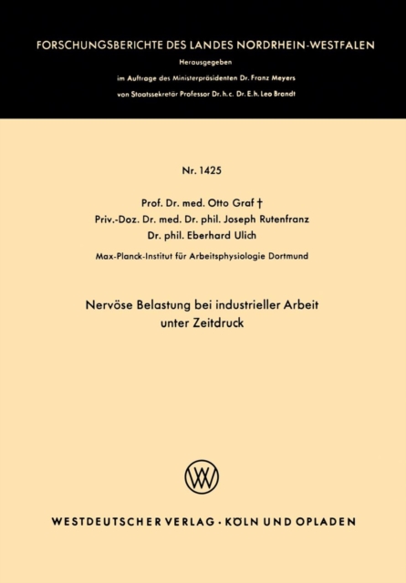 Nervoese Belastung Bei Industrieller Arbeit Unter Zeitdruck, Paperback / softback Book