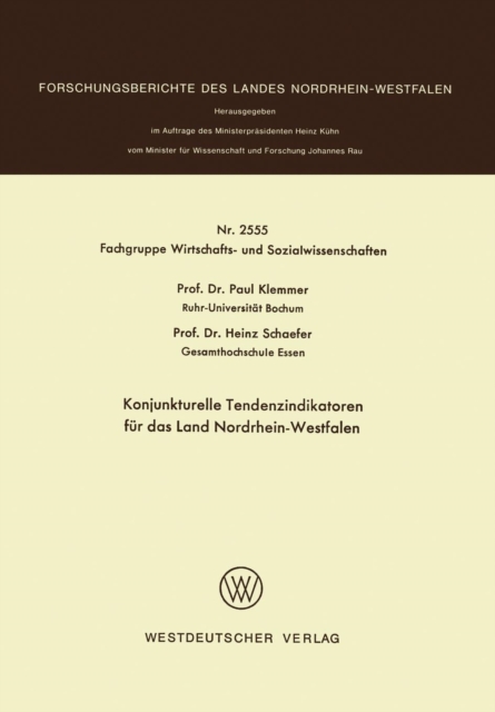Konjunkturelle Tendenzindikatoren Fur Das Land Nordrhein-Westfalen, Paperback / softback Book