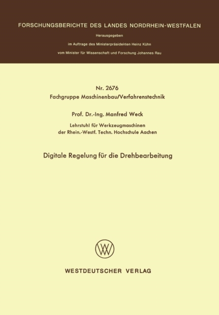 Digitale Regelung Fur Die Drehbearbeitung, Paperback / softback Book