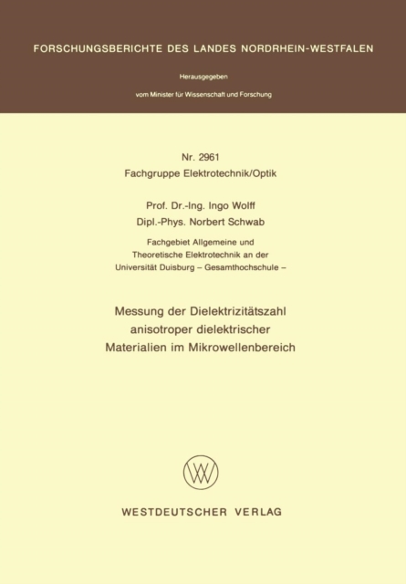 Messung Der Dielektrizitatszahl Anisotroper Dielektrischer Materialien Im Mikrowellenbereich, Paperback / softback Book