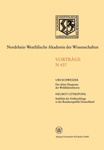 Der dritte Hauptsatz der Wohlfahrtstheorie. Stabilit?t der Geldnachfrage in der Bundesrepublik Deutschland, Paperback / softback Book