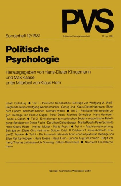 Politische Psychologie, Paperback / softback Book