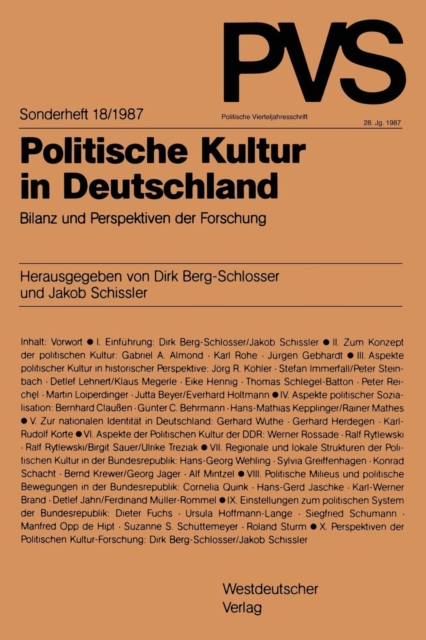 Politische Kultur in Deutschland : Bilanz Und Perspektiven Der Forschung, Paperback / softback Book