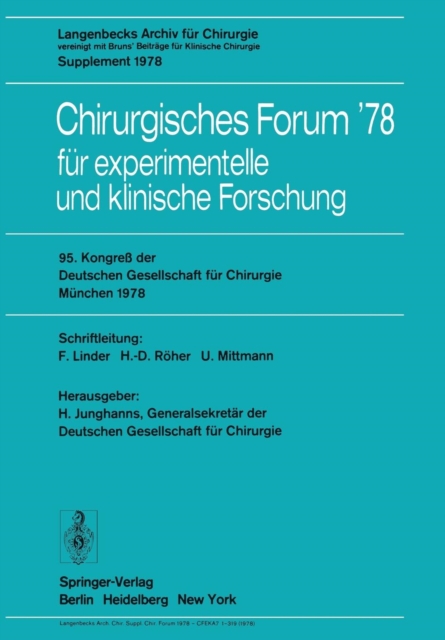95. Kongreß der Deutschen Gesellschaft fur Chirurgie, Munchen, 3. bis 6. Mai 1978, Paperback / softback Book