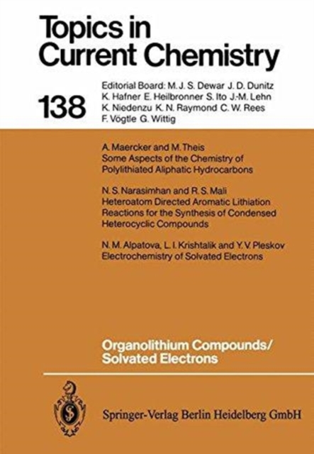 Organolithium Compounds/Solvated Electrons, Hardback Book