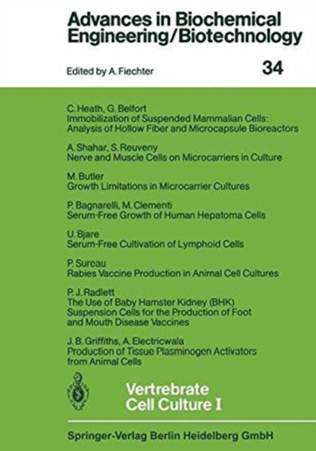Vertrebrate Cell Culture I, Hardback Book