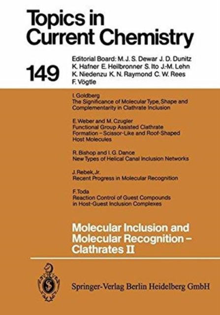 Molecular Inclusion and Molecular Recognition - Clathrates II, Hardback Book