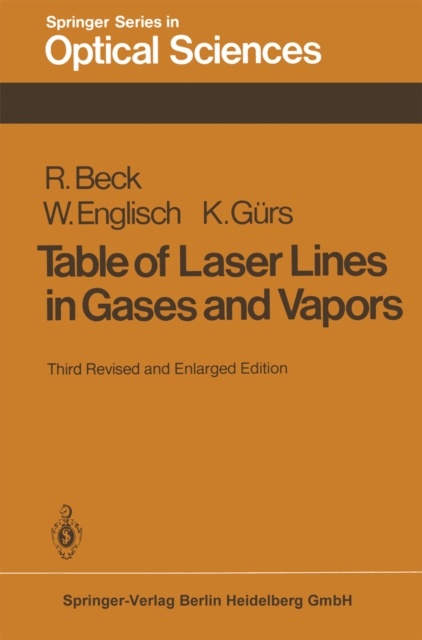 Table of Laser Lines in Gases and Vapors, PDF eBook